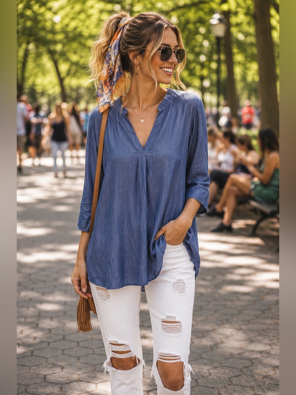 Vision 155 Chambray Tunic Top